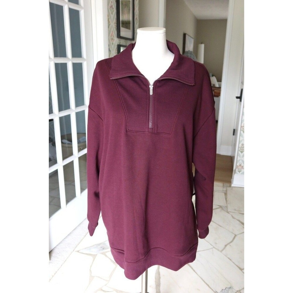 Athleta Women Size XL Tall Cozy Karma 1/2 Zip Sweatshirt Purple